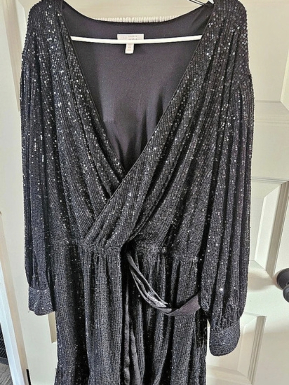Lauren Conrad Sequin Wrap Maxi Dress in Black Size 4X Like New